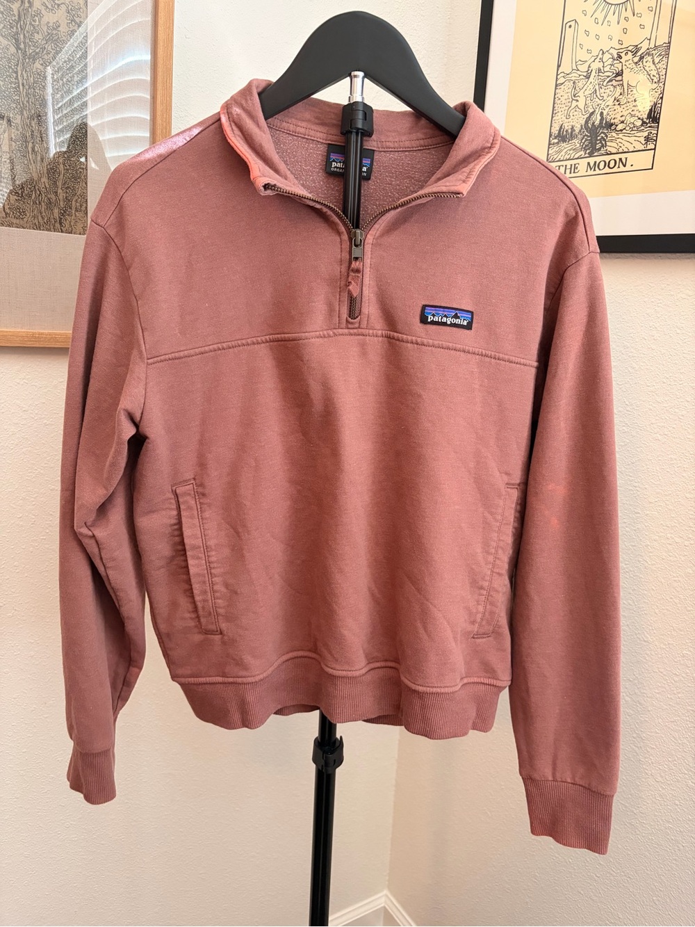 Patagonia Women’s Quarter-Zip Pullover Sweater in Dusty Rose
